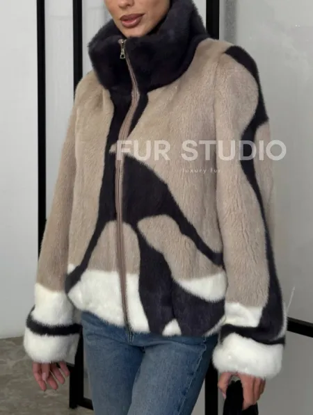 Норковая шуба - бомбер на молнии - фото 2