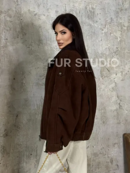 Дубленка - бомбер на молнии из овчины MERINO - фото 7