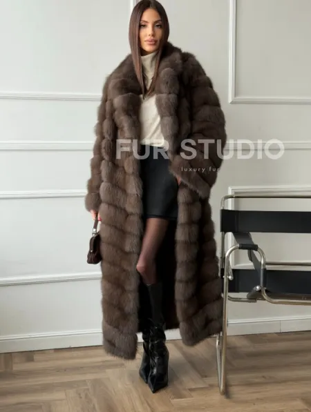 Длинная шуба из меха куницы Exclusive fur - фото 8