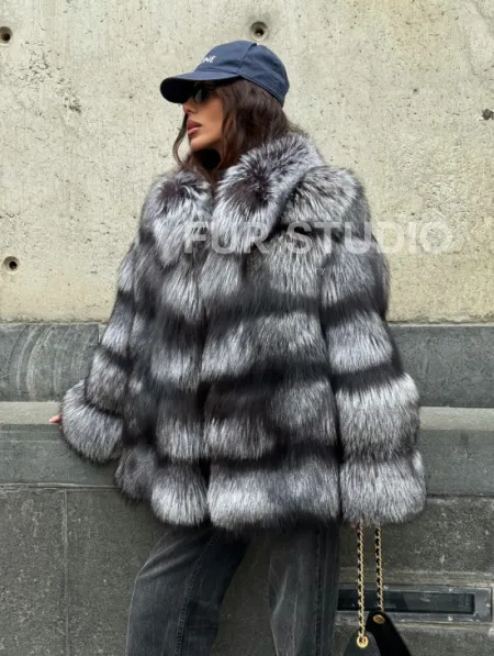 Шуба из чернобурки воротник стойка - фото 13