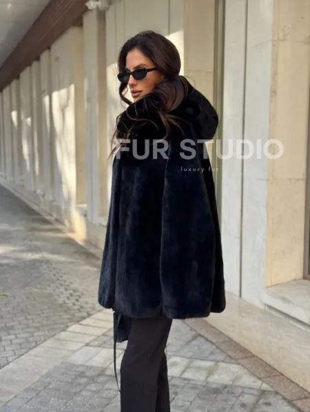 Шуба куртка из норки - черная - фото 8