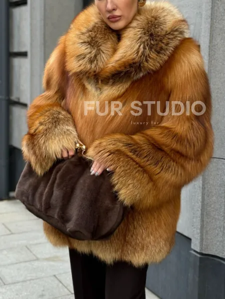 Шуба из лисы - рыжая - фото 4