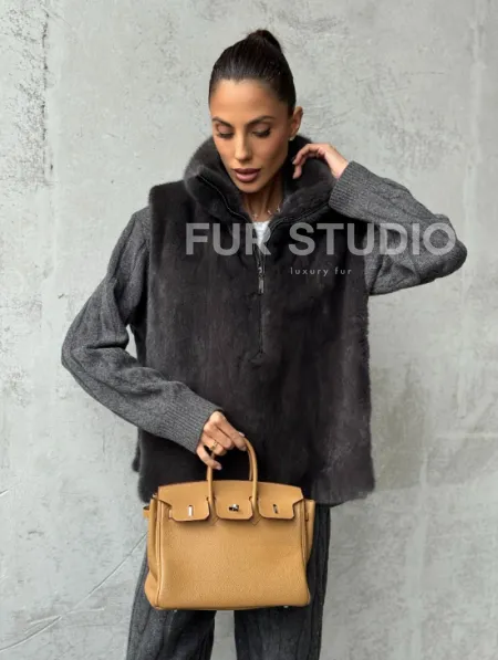 Меховая манишка из меха норки - фото 8