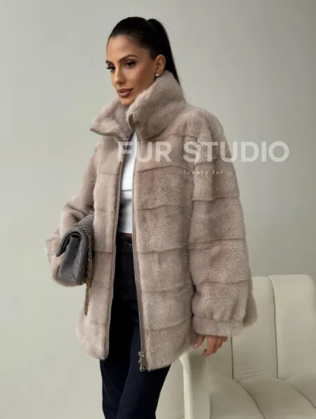 Норковая куртка стойка воротник - фото 1