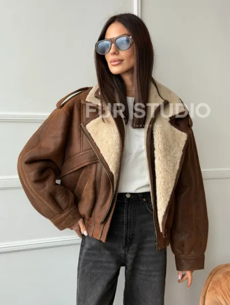 Молодежная куртка - дубленка из овчины - фото 0