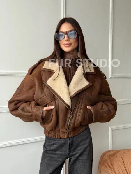 Молодежная куртка - дубленка из овчины - фото 14