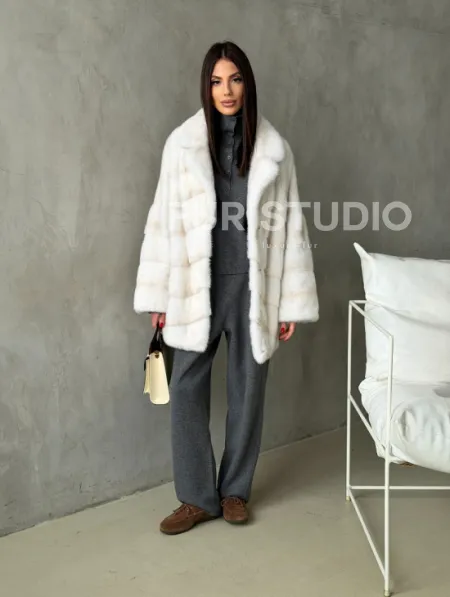 Полушубок норковый в цвете паломино - фото 14