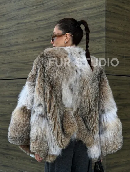 Шуба - летучка из меха рыси - фото 19