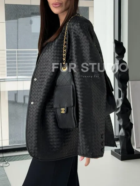 Женский пиджак из натуральной кожи - фото 3