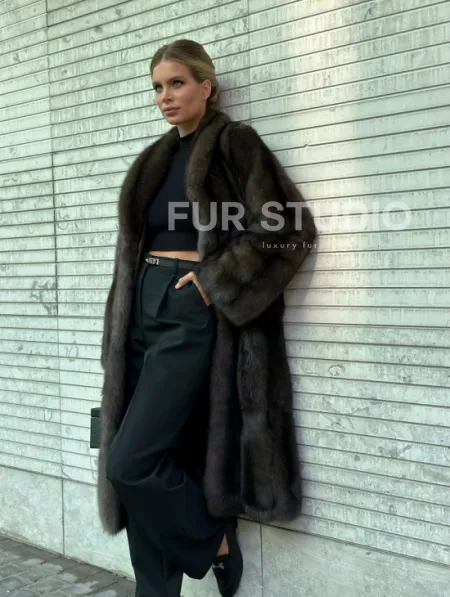 Классическое пальто из меха соболя седина 1/2 - фото 2