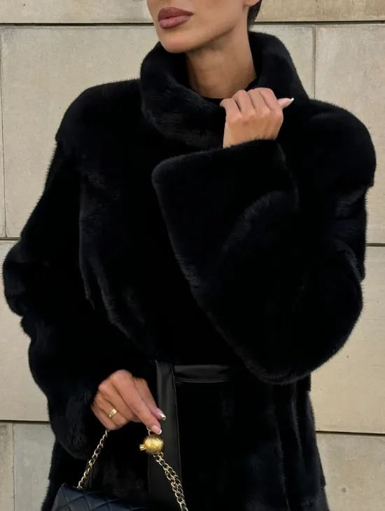 Шуба из скандинавской(плюшевой) норки - стойка воротник - фото 2