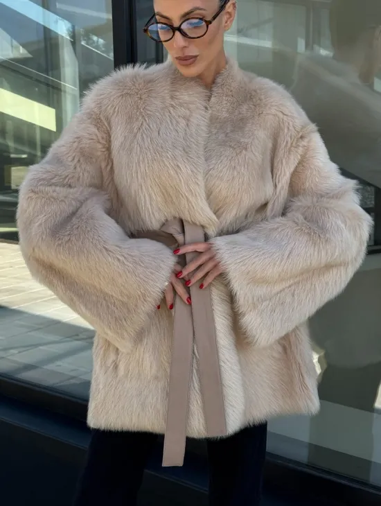 Женская двухсторонняя дубленка-шуба из меха итальянской тосканы - фото 6