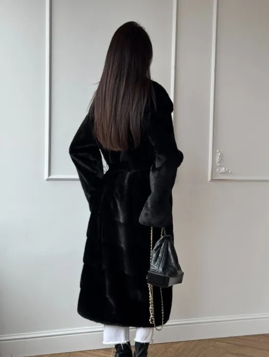 Классическая шуба Luxury Fashion из меха норки Velvet - паркет,  рукава в роспуск - фото 11