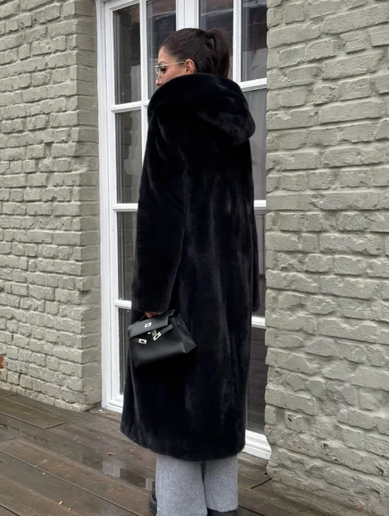 Норковая шуба PREMIUM из аукционной плюшевой норки с капюшоном - фото 2