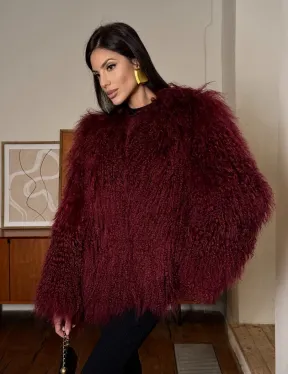 Шуба из меха ламы цвет Burgundy - фото 6