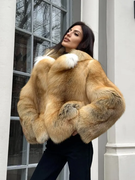 Полушубок из меха альпийской лисы Premium Golden Fox - фото 5