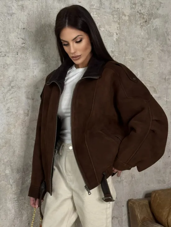 Дубленка - бомбер на молнии из овчины MERINO - фото 2