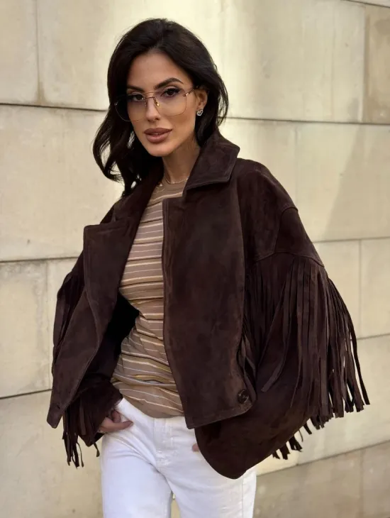 Кожаная куртка с бахромой - фото 2