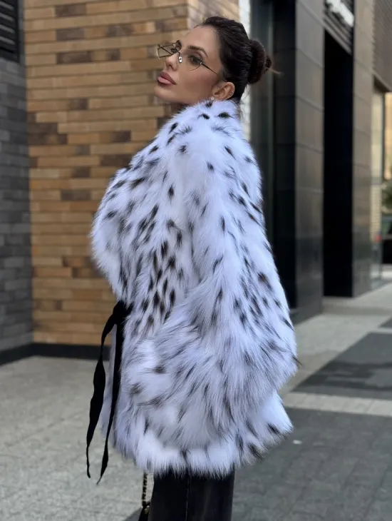 Шуба летучка из меха лисы под рысь Exclusive - фото 3