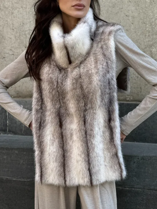 Женская манишка из норки крестовки - фото 1