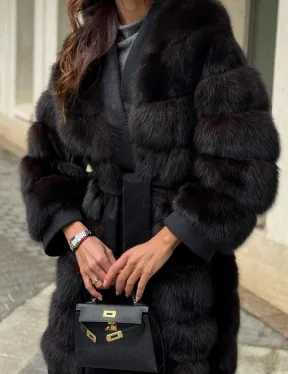 Пальто из куницы с отделкой кашемира - фото 2