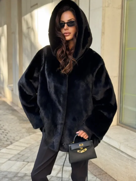 Шуба куртка из норки - черная - фото 2