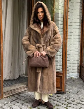 Шуба норковая с капюшоном - цвет пастель - фото 3