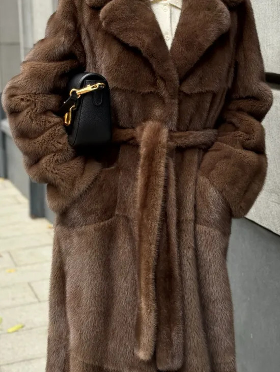 Норковая шуба - цвет соболь - фото 2