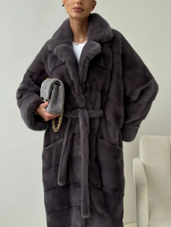 Норковая шуба - графит - фото 2