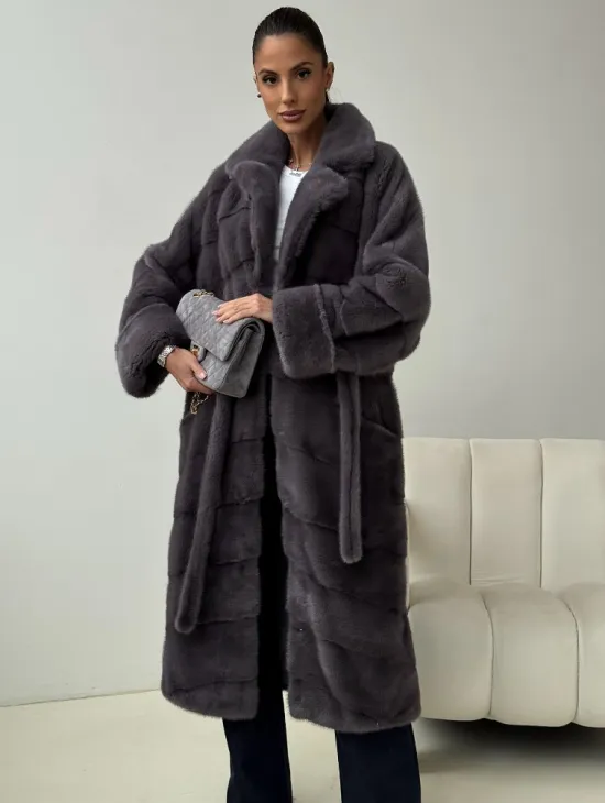 Норковая шуба - графит - фото 0