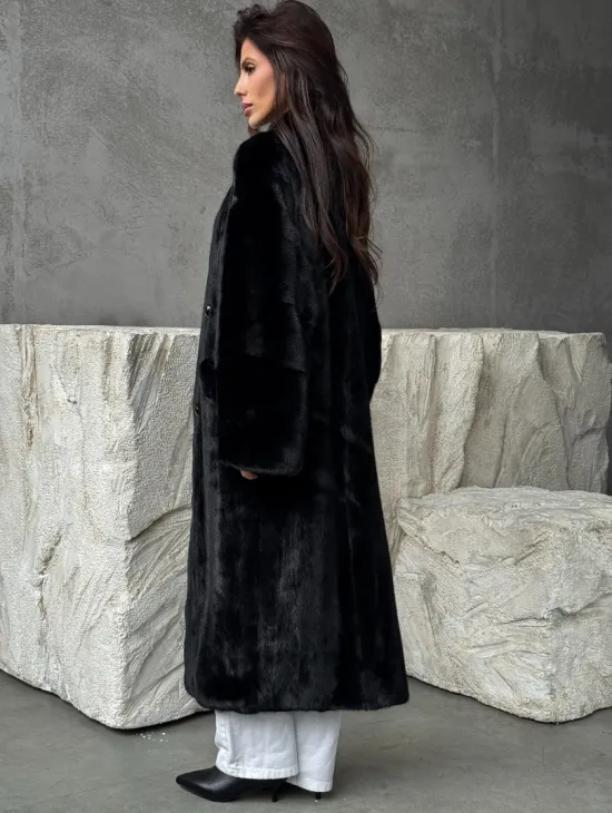 Черная норковая шуба из меха Saga furs - фото 2