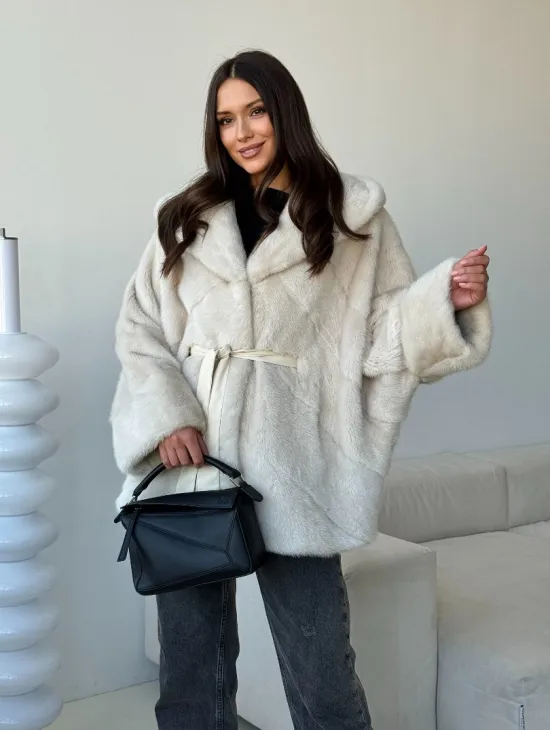 Шуба автоледи под пояс из меха норки - фото 6