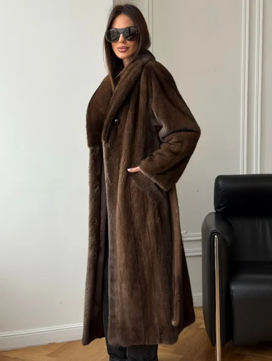 Норковое пальто - воротник шаль - фото 8