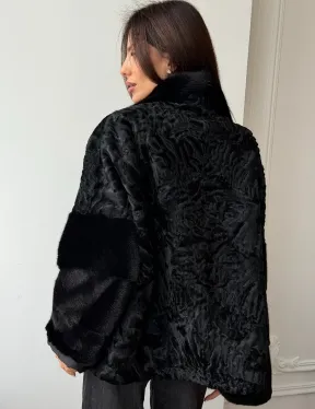 Полушубок из каракуля с норкой - фото 5