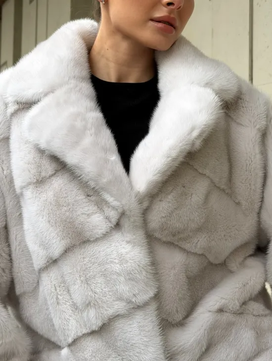 Светлый норковый полушубок - фото 2