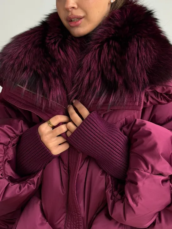 Пуховик с мехом чернобурки - фото 2