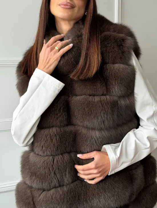 Меховая манишка под соболь из песца - фото 3