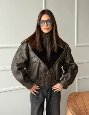 Стильная куртка - дубленка из овчины - фото 13