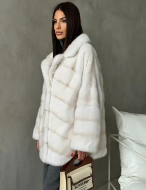 Полушубок норковый в цвете паломино - фото 8