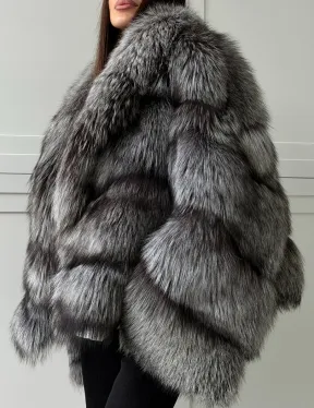 Полушубок из натурального меха чернобурки - фото 3