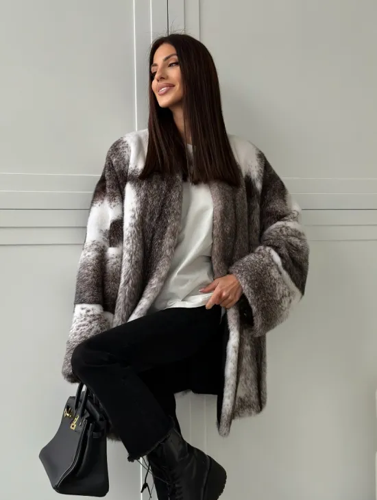 Натуральная шуба из норки крестовки Premium - фото 13