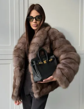 Куртка из куницы - воротник шаль - фото 13