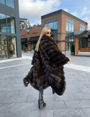 Шуба из меха соболя, воротник шаль - фото 4