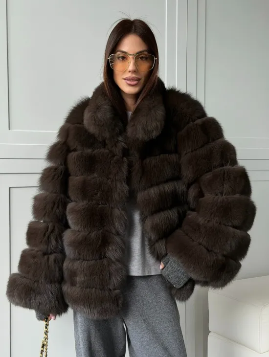 Шуба из натурального песца под соболь - фото 10