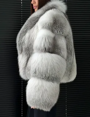Шуба из меха арктической лисы - белая - фото 3