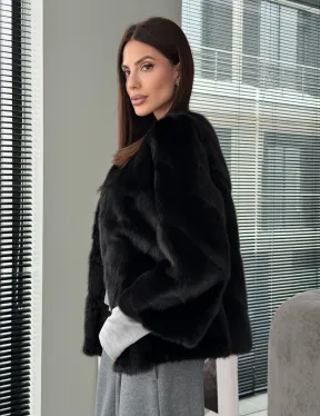 Норковый жакет - цвет черный - фото 4