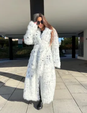 Удлиненная шуба из экомеха под рысь - фото 4