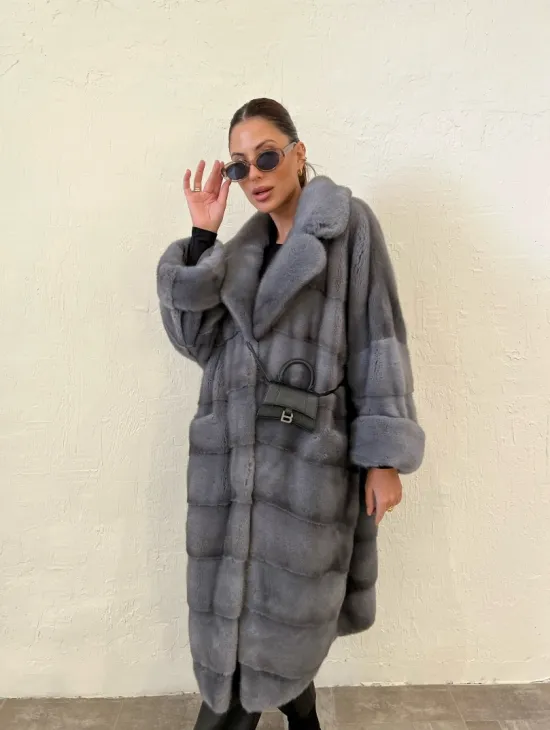 Шуба - кимоно из плюшевой норки Velvet - фото 0