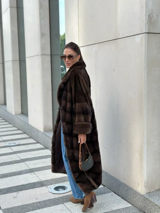 Шуба из плюшевой норки Velvet - цвет соболь - фото 7