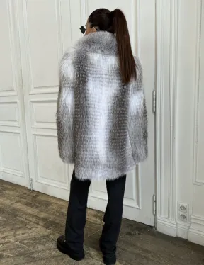 Шуба из меха арктической лисы - серая - фото 3